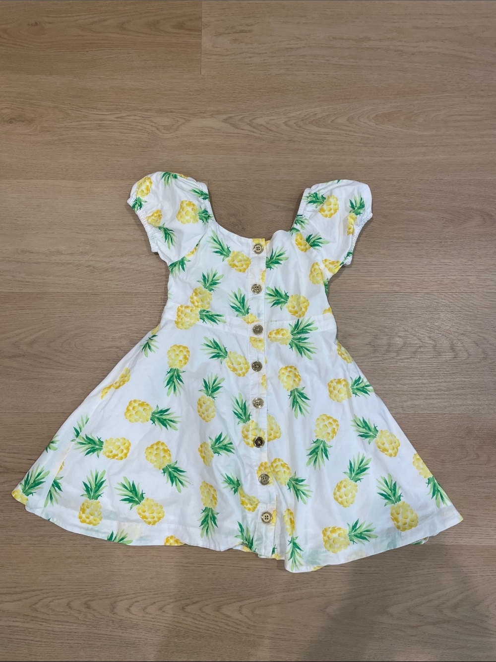 Janie and Jack White Dress with Yellow Pineapple Print